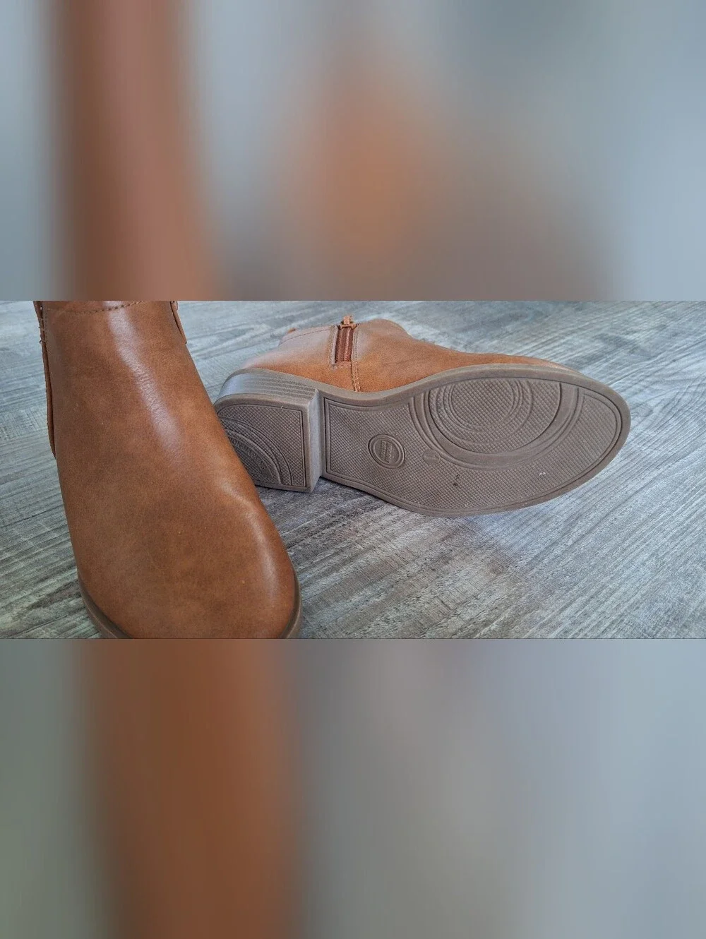 Little Girls Tan Ankle Booties with Side Zip